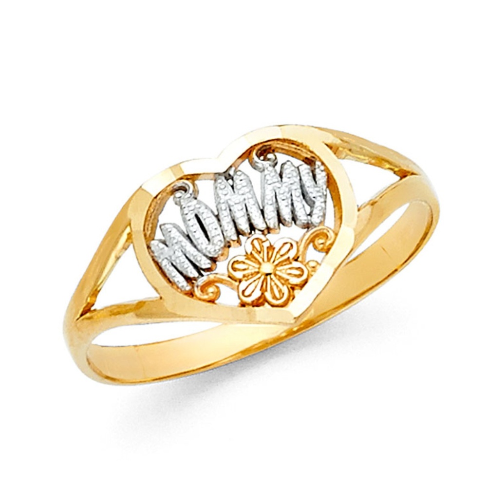 14K Gold MOMMY Heart Ring sz 4 5 6 7 8 9 - Picture 1 of 7